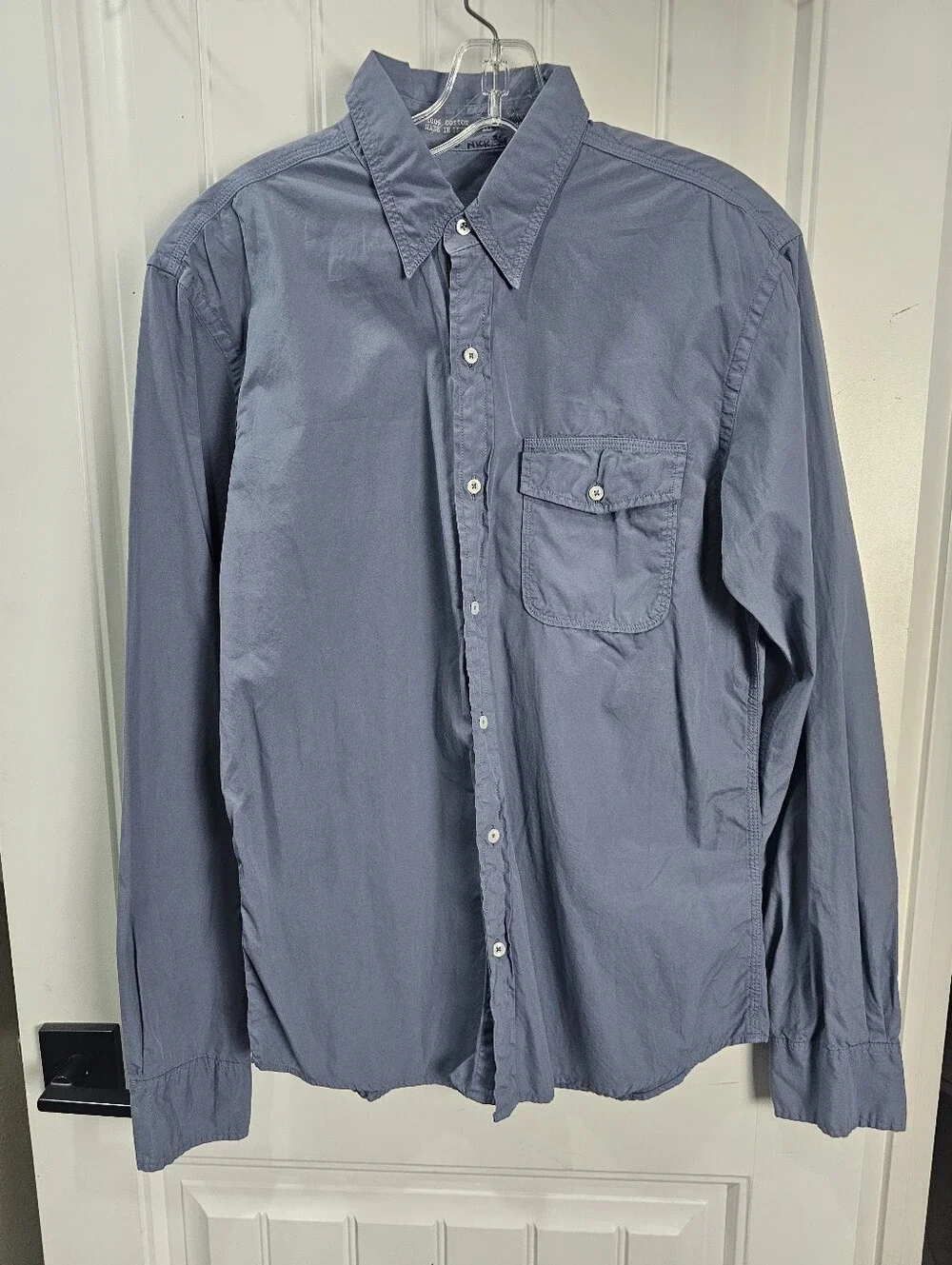 Save Khaki Blue Grey Mens Long Sleeve Button Down 100% Cotton Egypt Made Medium - Picture 1 of 6